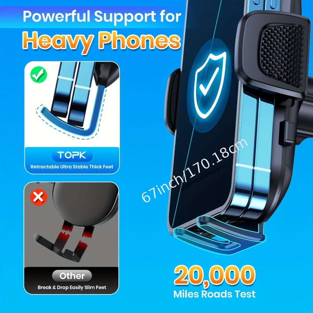 [TOPK Car Mount] TOPK D38-C Car Phone Holder Mount | Enhanced Adjustable Cell Phone Holder for Car Dashboard, Works with All Phones in Both Horizontal And Vertical Positions