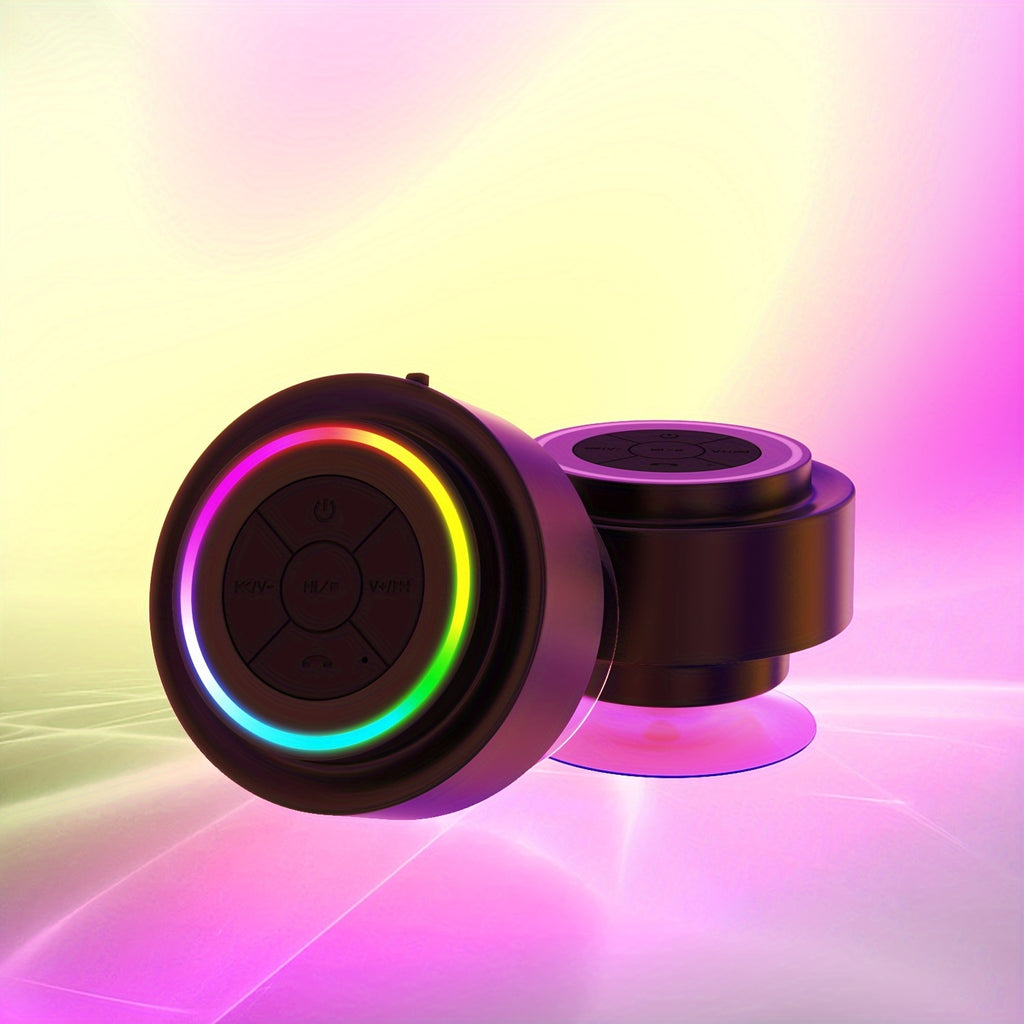 Portable Shower Speaker With Built-in Microphone, Voice Assistant Control, Hands-Free Calling, TWS Playback, 5W High Power, Rechargeable Lithium Polymer Battery, Long-Lasting Playtime, HD Decoding, Strong Suction Cup, RGB Lig