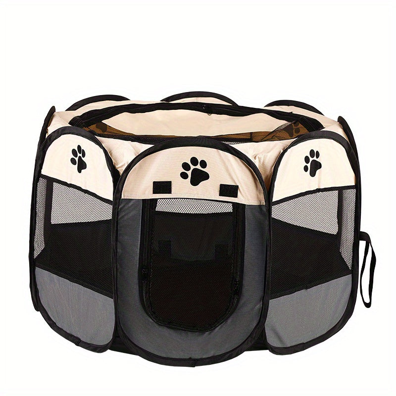 Octagonal Pet Fence Tent Oxford Cloth Scratch-Resistant Foldable Dog Cage for Dogs and Cats, Kennel Nest