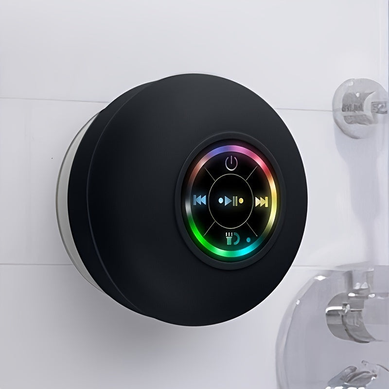 High Quality Speaker, Portable Wireless Speaker with Suction Cup, USB Black Speaker with 2 Hours Play Time 3.7V/400mAh Battery 5.0 Wireless Version Life for Parties, Bathroom, Travel, Home, And Outdoor (Suction Cups Must Be O