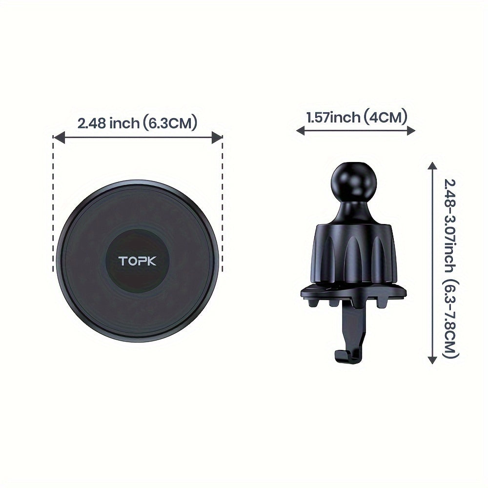 TOPK for Magsafe Car Phone Holder, Strong Magnetism High-Quality Support for One-Handed Use Metal Hook Magnetic Car Phone Mount