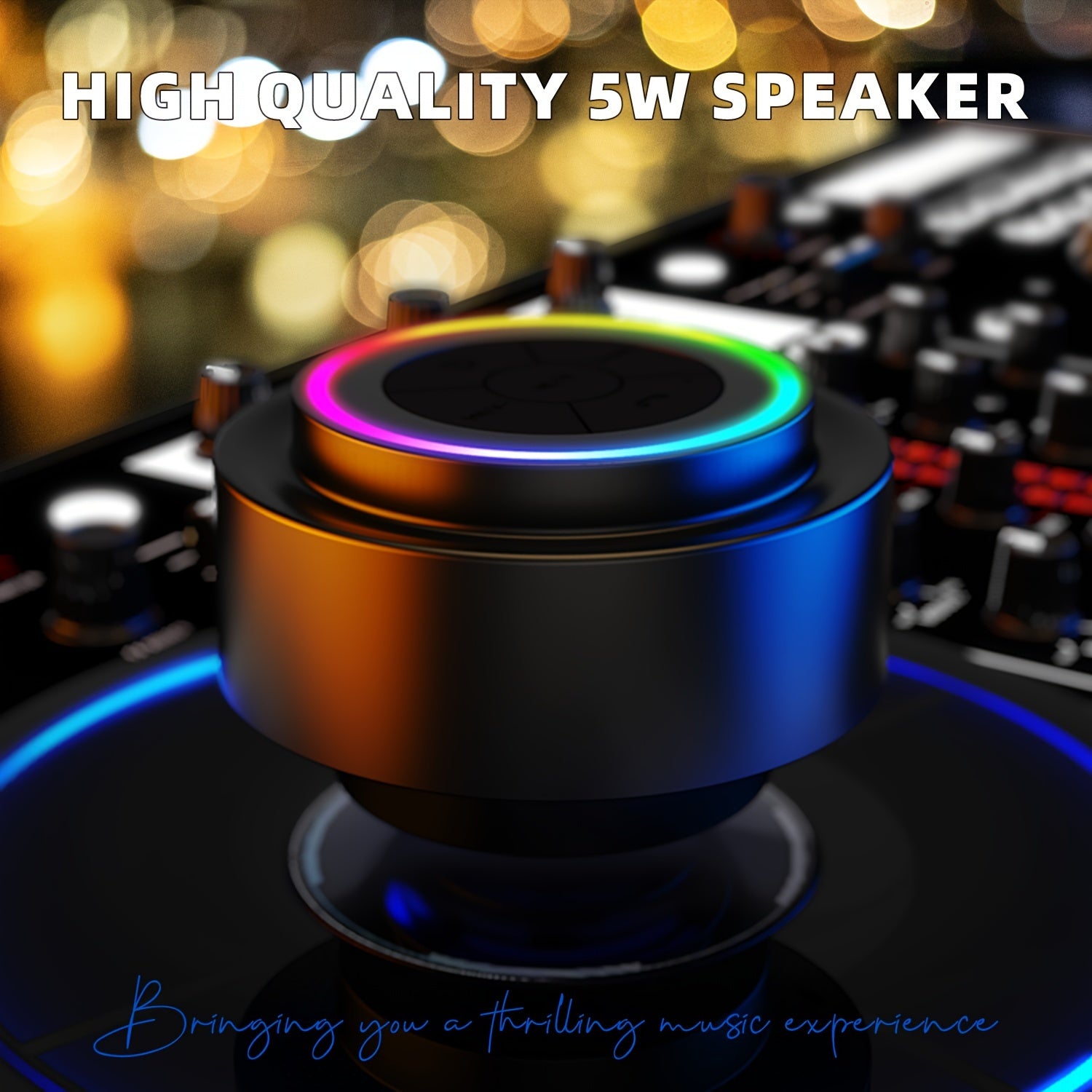 Portable Shower Speaker With Built-in Microphone, Voice Assistant Control, Hands-Free Calling, TWS Playback, 5W High Power, Rechargeable Lithium Polymer Battery, Long-Lasting Playtime, HD Decoding, Strong Suction Cup, RGB Lig