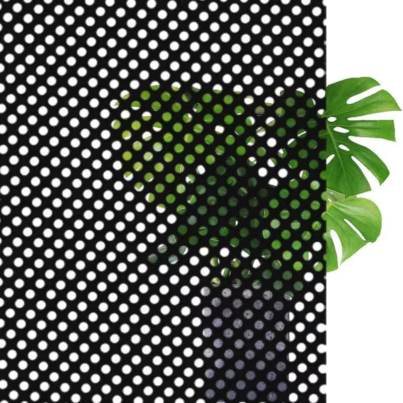 1 roll Stained Glass Window Privacy Film - Non-Adhesive, UV Sun Blocking, One-Way Perforated, Black Vinyl Stickers for Bathroom Door Coverings and Printable Engraved Designs