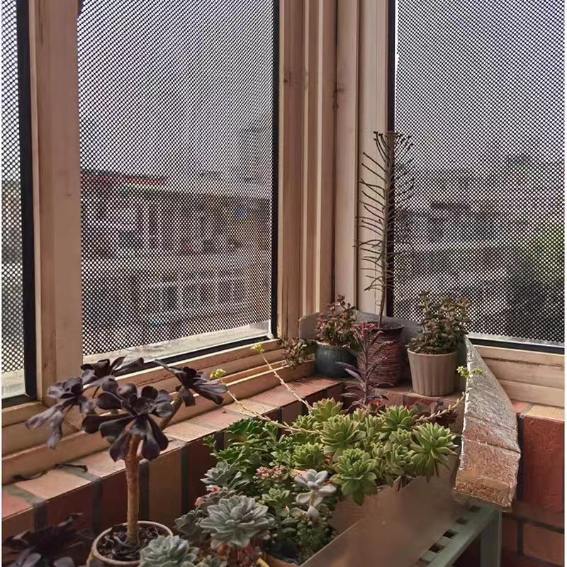 1 roll Stained Glass Window Privacy Film - Non-Adhesive, UV Sun Blocking, One-Way Perforated, Black Vinyl Stickers for Bathroom Door Coverings and Printable Engraved Designs