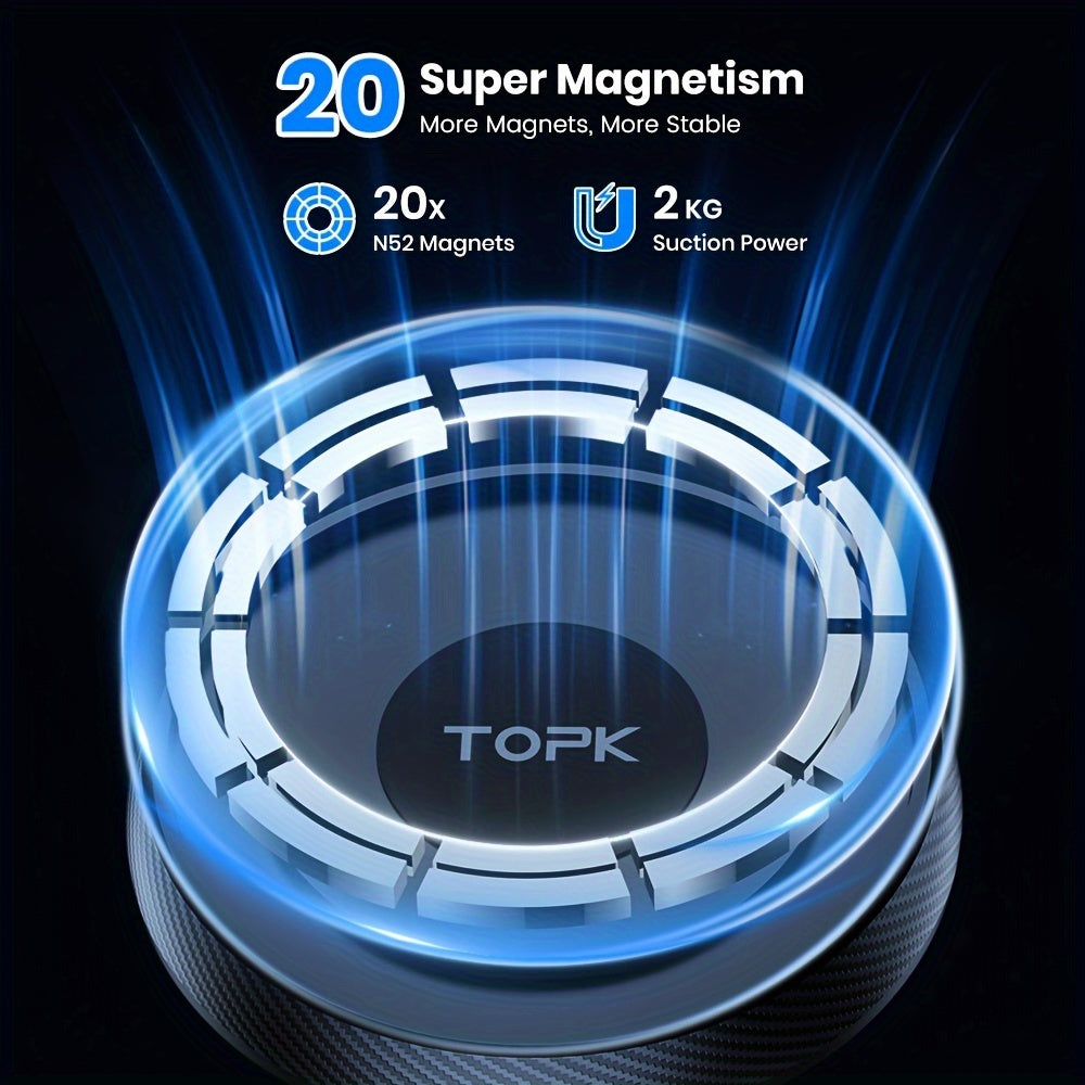 TOPK for Magsafe Car Phone Holder, Strong Magnetism High-Quality Support for One-Handed Use Metal Hook Magnetic Car Phone Mount