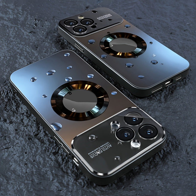 Luxury Titanium Metallic Color Magnetic Wireless Charging Matte Phone Case for iPhone 17 16 15 14 13 12 11 Pro Max Air Plus Shockproof Glass Window Camera Lens Protection Cover with Hollowed out Logo
