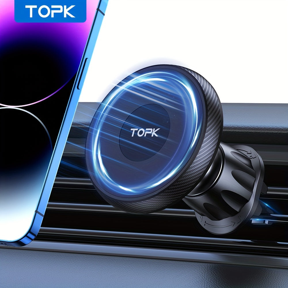 TOPK for Magsafe Car Phone Holder, Strong Magnetism High-Quality Support for One-Handed Use Metal Hook Magnetic Car Phone Mount