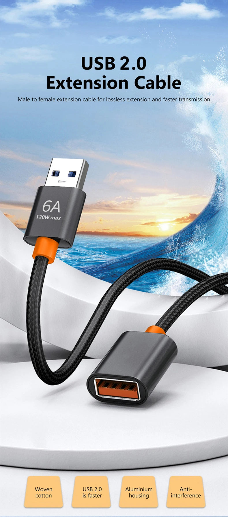 USB 3.0 / 2.0 Extension Cable Male to Female Extender Cable Fast Speed USB 3.0/2.0 Extended for laptop PC USB 3.0 Extension
