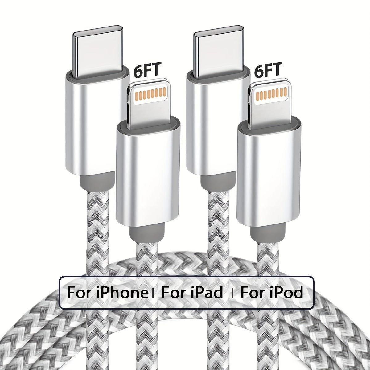 [MFi Certified] USB C to Ios Cable 3 Pack 6ft for iPhone Charger Cables Nylon Braided Type C for iPhone Charger Cord Fast Charging Compatible with iPhone 14/13/12/11 Pro Max Grey and White