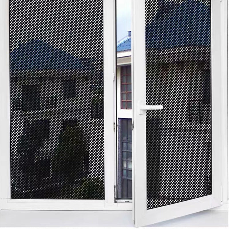 1 roll Stained Glass Window Privacy Film - Non-Adhesive, UV Sun Blocking, One-Way Perforated, Black Vinyl Stickers for Bathroom Door Coverings and Printable Engraved Designs