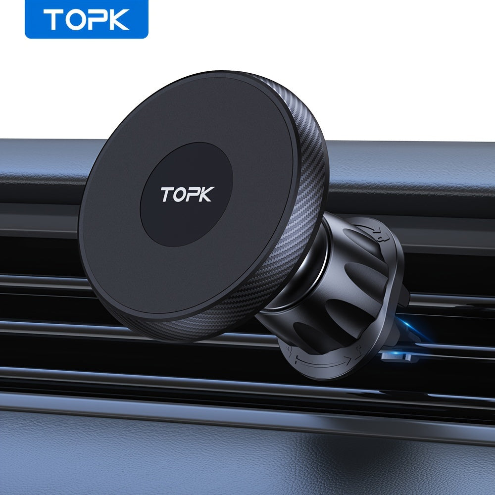 TOPK for Magsafe Car Phone Holder, Strong Magnetism High-Quality Support for One-Handed Use Metal Hook Magnetic Car Phone Mount
