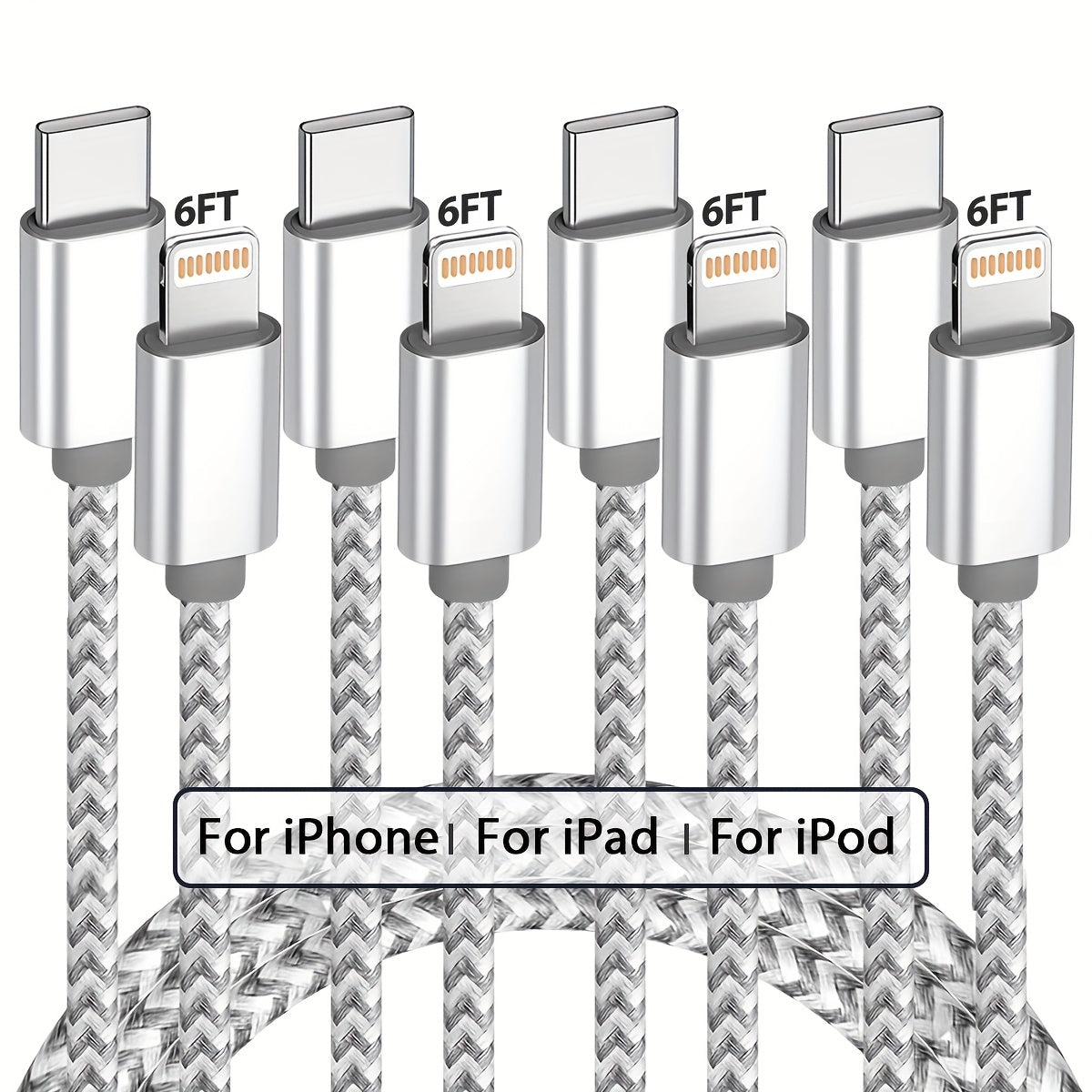 [MFi Certified] USB C to Ios Cable 3 Pack 6ft for iPhone Charger Cables Nylon Braided Type C for iPhone Charger Cord Fast Charging Compatible with iPhone 14/13/12/11 Pro Max Grey and White