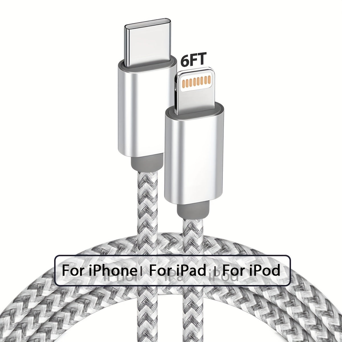 [MFi Certified] USB C to Ios Cable 3 Pack 6ft for iPhone Charger Cables Nylon Braided Type C for iPhone Charger Cord Fast Charging Compatible with iPhone 14/13/12/11 Pro Max Grey and White