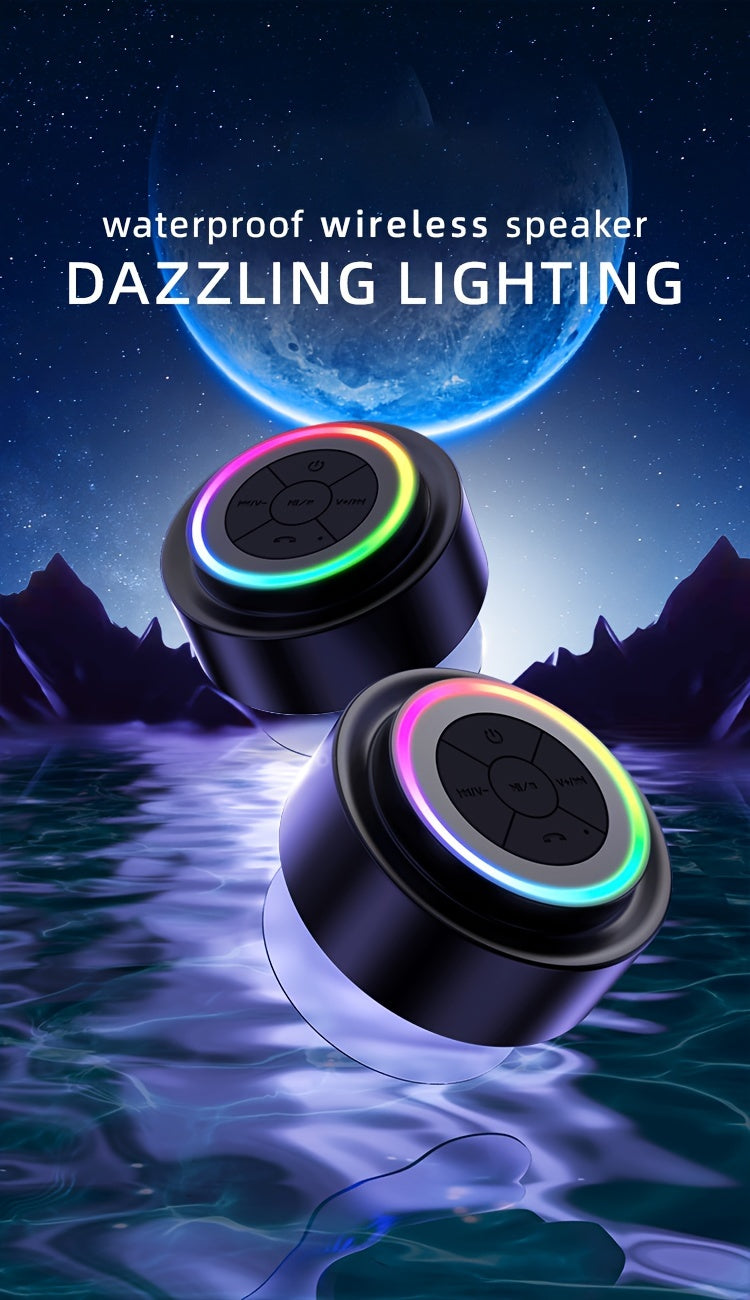Portable Shower Speaker With Built-in Microphone, Voice Assistant Control, Hands-Free Calling, TWS Playback, 5W High Power, Rechargeable Lithium Polymer Battery, Long-Lasting Playtime, HD Decoding, Strong Suction Cup, RGB Lig