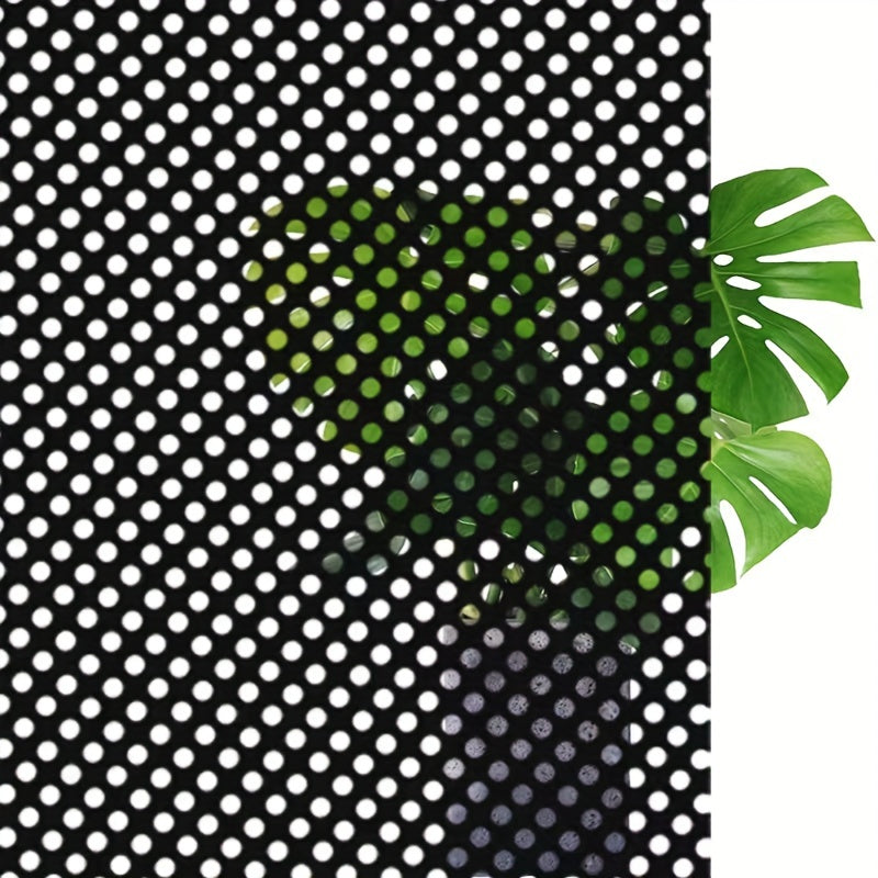 1 roll Stained Glass Window Privacy Film - Non-Adhesive, UV Sun Blocking, One-Way Perforated, Black Vinyl Stickers for Bathroom Door Coverings and Printable Engraved Designs