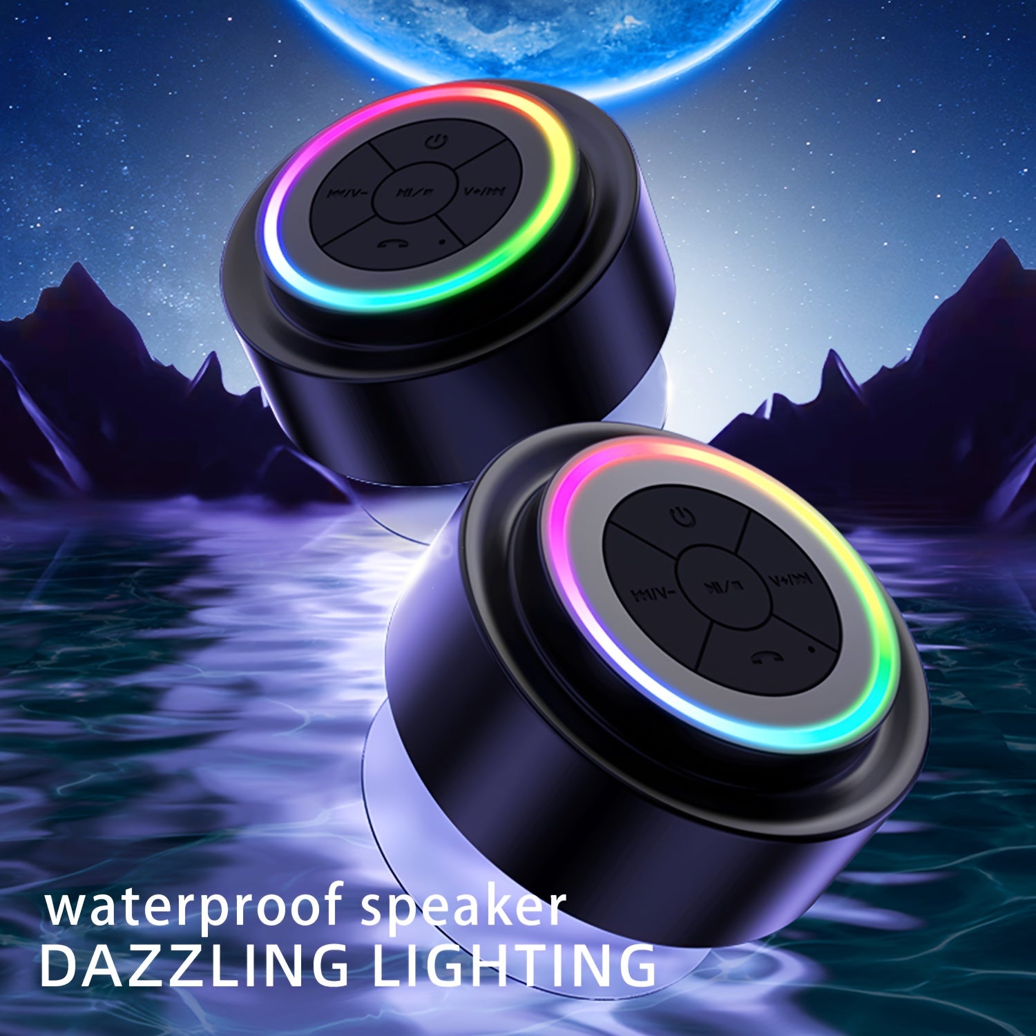 Portable Shower Speaker With Built-in Microphone, Voice Assistant Control, Hands-Free Calling, TWS Playback, 5W High Power, Rechargeable Lithium Polymer Battery, Long-Lasting Playtime, HD Decoding, Strong Suction Cup, RGB Lig